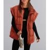 imagePRETTYGARDEN Womens Puffer Vest Fall Casual Stand Collar Lightweight Sleeveless Zip Up Padded Jackets OuterwearRust Red
