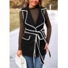 imagePRETTYGARDEN Womens Winter Coats V Neck Button Belt Pockets Sleeveless Cardigan Fall Warm Long Vest JacketsBlack
