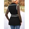 imagePRETTYGARDEN Womens Winter Coats V Neck Button Belt Pockets Sleeveless Cardigan Fall Warm Long Vest JacketsBlack