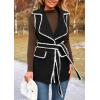 imagePRETTYGARDEN Womens Winter Coats V Neck Button Belt Pockets Sleeveless Cardigan Fall Warm Long Vest JacketsBlack