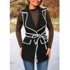 imagePRETTYGARDEN Womens Winter Coats V Neck Button Belt Pockets Sleeveless Cardigan Fall Warm Long Vest JacketsBlack