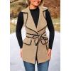 imagePRETTYGARDEN Womens Winter Coats V Neck Button Belt Pockets Sleeveless Cardigan Fall Warm Long Vest JacketsKhaki