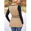 imagePRETTYGARDEN Womens Winter Coats V Neck Button Belt Pockets Sleeveless Cardigan Fall Warm Long Vest JacketsKhaki