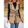 imagePRETTYGARDEN Womens Winter Coats V Neck Button Belt Pockets Sleeveless Cardigan Fall Warm Long Vest JacketsKhaki