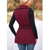 imagePRETTYGARDEN Womens Winter Coats V Neck Button Belt Pockets Sleeveless Cardigan Fall Warm Long Vest JacketsWine Red