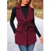 imagePRETTYGARDEN Womens Winter Coats V Neck Button Belt Pockets Sleeveless Cardigan Fall Warm Long Vest JacketsWine Red
