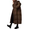 imagePRETTYGARDEN Womens Winter Long Puffer Coats Hooded Zip Up Casual Thickened Down Jackets Trendy Warm Clothes OuterwearDark Brown