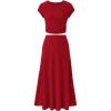 imagePRETTYGARDEN Womens 2 Piece Summer Outfits Dressy Casual Knit Short Sleeve Crop Top High Waist Midi Skirt SetRed