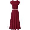 imagePRETTYGARDEN Womens 2 Piece Summer Outfits Dressy Casual Knit Short Sleeve Crop Top High Waist Midi Skirt SetWine Red