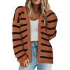 imagePRETTYGARDEN Womens 2024 Fall Striped Open Front Cardigan Sweaters Chunky Knit Long Sleeve Loose Trendy Winter CardigansStriped Brown Black