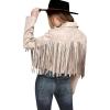 imagePRETTYGARDEN Womens Fringe Faux Suede Leather Jackets 2024 Fashion Tassel Motorcycle Cropped CoatsBeige Apricot
