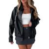 imagePRETTYGARDEN Womens Leather Jackets 2024 Fall Fashion Zip Up Motorcycle Coats Long Sleeve Winter Outfits OuterwearBlack
