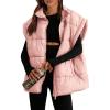imagePRETTYGARDEN Womens Puffer Vest Fall Casual Stand Collar Lightweight Sleeveless Zip Up Padded Jackets OuterwearPink