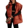 imagePRETTYGARDEN Womens Puffer Vest Fall Casual Stand Collar Lightweight Sleeveless Zip Up Padded Jackets OuterwearRust Red