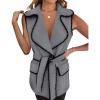 imagePRETTYGARDEN Womens Winter Coats V Neck Button Belt Pockets Sleeveless Cardigan Fall Warm Long Vest JacketsDark Grey