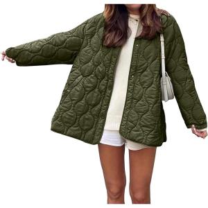 imagePRETTYGARDEN Womens Fall Clothes Trendy Casual Lightweight Jackets Oversized Winter Coat Outerwear with PocketsArmy Green