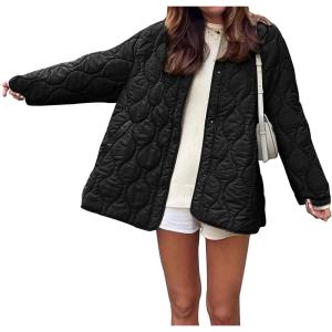 imagePRETTYGARDEN Womens Fall Clothes Trendy Casual Lightweight Jackets Oversized Winter Coat Outerwear with PocketsBlack