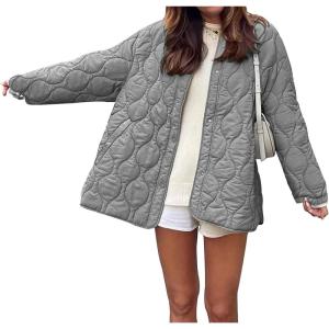 imagePRETTYGARDEN Womens Fall Clothes Trendy Casual Lightweight Jackets Oversized Winter Coat Outerwear with PocketsGrey