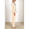 imagePRETTYGARDEN Womens 2 Piece Lounge Outfits Long Sleeve V Neck Button Top Wide Leg Pants Knit Sweater Tracksuit SetBeige