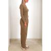 imagePRETTYGARDEN Womens 2 Piece Lounge Outfits Long Sleeve V Neck Button Top Wide Leg Pants Knit Sweater Tracksuit SetCamel