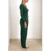 imagePRETTYGARDEN Womens 2 Piece Lounge Outfits Long Sleeve V Neck Button Top Wide Leg Pants Knit Sweater Tracksuit SetDark Green
