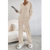 imagePRETTYGARDEN Womens 2 Piece Lounge Sets Ribbed Knit Long Sleeve V Neck Pullover Tops Wide Leg Pants Fall Winter OutfitsApricot