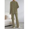 imagePRETTYGARDEN Womens 2 Piece Lounge Sets Ribbed Knit Long Sleeve V Neck Pullover Tops Wide Leg Pants Fall Winter OutfitsArmy Green
