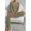 imagePRETTYGARDEN Womens 2 Piece Lounge Sets Ribbed Knit Long Sleeve V Neck Pullover Tops Wide Leg Pants Fall Winter OutfitsArmy Green
