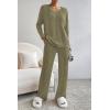imagePRETTYGARDEN Womens 2 Piece Lounge Sets Ribbed Knit Long Sleeve V Neck Pullover Tops Wide Leg Pants Fall Winter OutfitsArmy Green