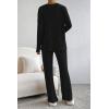 imagePRETTYGARDEN Womens 2 Piece Lounge Sets Ribbed Knit Long Sleeve V Neck Pullover Tops Wide Leg Pants Fall Winter OutfitsBlack