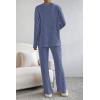 imagePRETTYGARDEN Womens 2 Piece Lounge Sets Ribbed Knit Long Sleeve V Neck Pullover Tops Wide Leg Pants Fall Winter OutfitsDark Blue
