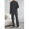 imagePRETTYGARDEN Womens 2 Piece Lounge Sets Ribbed Knit Long Sleeve V Neck Pullover Tops Wide Leg Pants Fall Winter OutfitsDark Grey
