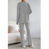 imagePRETTYGARDEN Womens 2 Piece Lounge Sets Ribbed Knit Long Sleeve V Neck Pullover Tops Wide Leg Pants Fall Winter OutfitsGrey