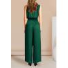 imagePRETTYGARDEN Womens 2 Piece Outfits 2024 Summer Casual Sleeveless Mock Neck Crop Tops Wide Leg Pants SetDark Green