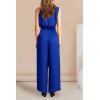 imagePRETTYGARDEN Womens 2 Piece Outfits 2024 Summer Casual Sleeveless Mock Neck Crop Tops Wide Leg Pants SetRoyal Blue