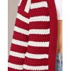 imagePRETTYGARDEN Womens 2024 Fall Striped Open Front Cardigan Sweaters Chunky Knit Long Sleeve Loose Trendy Winter CardigansStriped Wine Red White