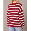 imagePRETTYGARDEN Womens 2024 Fall Striped Open Front Cardigan Sweaters Chunky Knit Long Sleeve Loose Trendy Winter CardigansStriped Wine Red White
