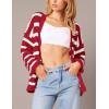 imagePRETTYGARDEN Womens 2024 Fall Striped Open Front Cardigan Sweaters Chunky Knit Long Sleeve Loose Trendy Winter CardigansStriped Wine Red White