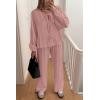 imagePRETTYGARDEN Womens 2024 Fall Two Piece Outfits Tie Front Long Sleeve Top Wide Leg Pant Lounge Sets Cute Matching LoungewearDusty Pink