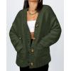 imagePRETTYGARDEN Womens Cardigan Sweaters Long Sleeve Open Front Button Up V Neck Ribbed Knit Fall Sweater JacketsArmy Green