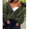 imagePRETTYGARDEN Womens Cardigan Sweaters Long Sleeve Open Front Button Up V Neck Ribbed Knit Fall Sweater JacketsArmy Green