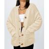 imagePRETTYGARDEN Womens Cardigan Sweaters Long Sleeve Open Front Button Up V Neck Ribbed Knit Fall Sweater JacketsBeige