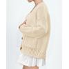 imagePRETTYGARDEN Womens Cardigan Sweaters Long Sleeve Open Front Button Up V Neck Ribbed Knit Fall Sweater JacketsBeige