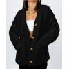 imagePRETTYGARDEN Womens Cardigan Sweaters Long Sleeve Open Front Button Up V Neck Ribbed Knit Fall Sweater JacketsBlack