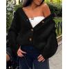 imagePRETTYGARDEN Womens Cardigan Sweaters Long Sleeve Open Front Button Up V Neck Ribbed Knit Fall Sweater JacketsBlack