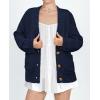 imagePRETTYGARDEN Womens Cardigan Sweaters Long Sleeve Open Front Button Up V Neck Ribbed Knit Fall Sweater JacketsNavy