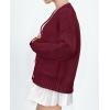 imagePRETTYGARDEN Womens Cardigan Sweaters Long Sleeve Open Front Button Up V Neck Ribbed Knit Fall Sweater JacketsWine Red
