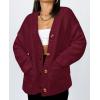 imagePRETTYGARDEN Womens Cardigan Sweaters Long Sleeve Open Front Button Up V Neck Ribbed Knit Fall Sweater JacketsWine Red