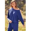 imagePRETTYGARDEN Womens Fall Fashion Outfits 2 Piece Sweatsuit Solid Color Long Sleeve Pullover Long Pants Lounge SetBlue