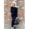 imagePRETTYGARDEN Womens Fall Fashion Outfits 2 Piece Sweatsuit Solid Color Long Sleeve Pullover Long Pants Lounge SetDark Blue